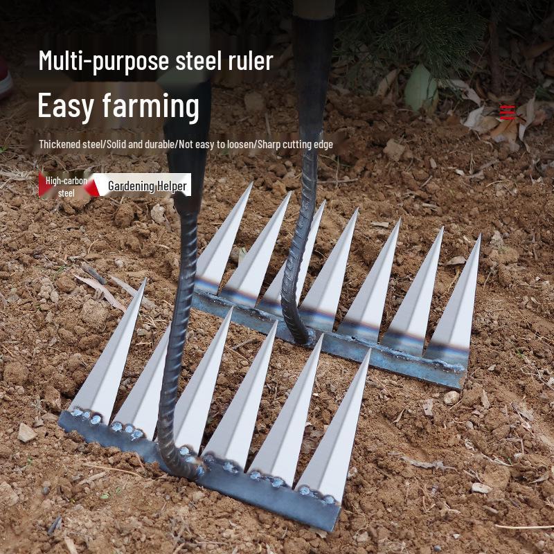 Six-Tooth Steel Weeding Hoe & Root Rake for Soil Loosening and Farming