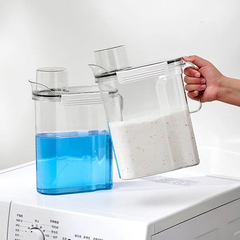 Portable Airtight Laundry Detergent Dispenser Powder Storage Box Clear Washing Powder Liquid Container with Lids Jar