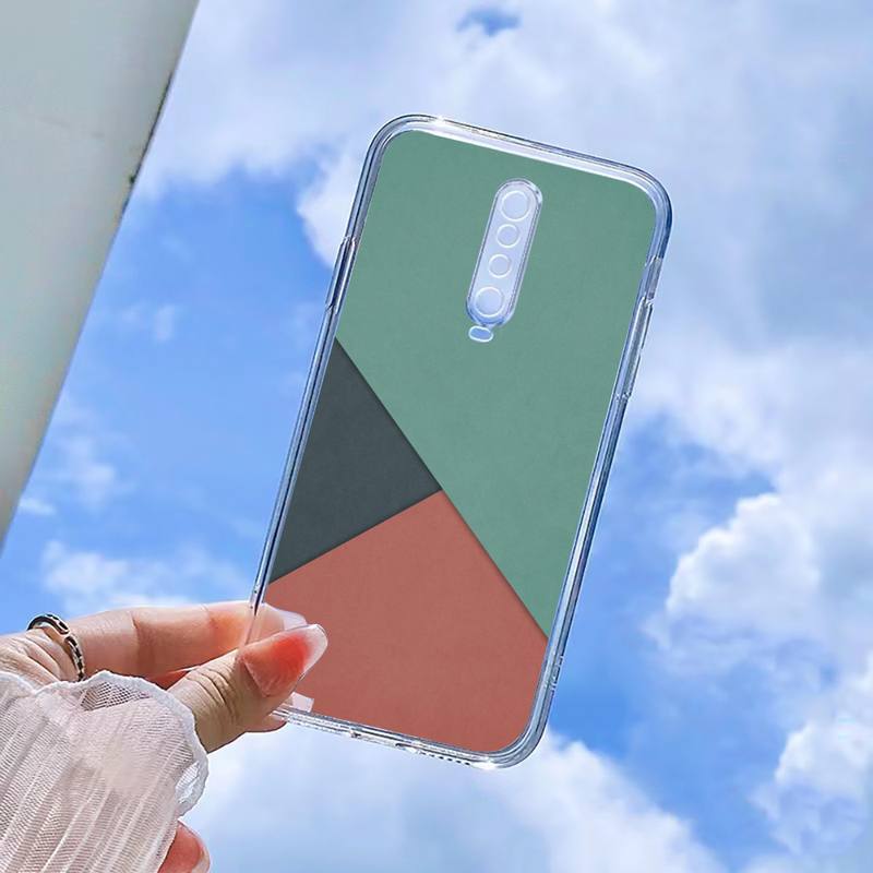 

Чехол для телефона с геометрическим рисунком и цветными блоками для Xiaomi 11 Redmi Note 11pro5G 8T 9A 9S 10 K30 10T Pro Ultra K40pro, прозрачный чехол Xiaominote10