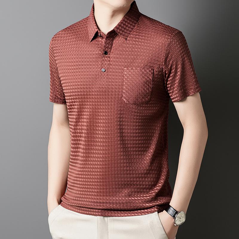 The BAY Trendy Casual Heren Poloshirt met Korte Mouwen, Zakje en Elastische Kraag Extra Large rood