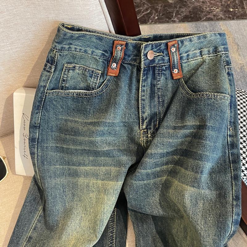 American Retro High-Waisted Blue Wide-Leg Denim Pants for Women - Trendy Slimming Summer Style