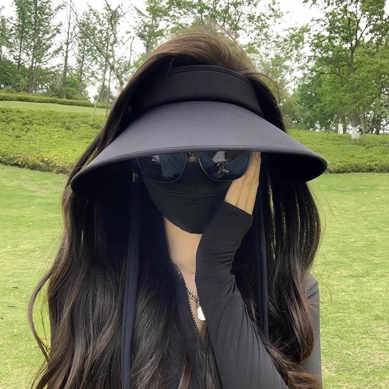 Ice silk large brim sun protection hat women's new summer UV protection sun hat empty top sun hat