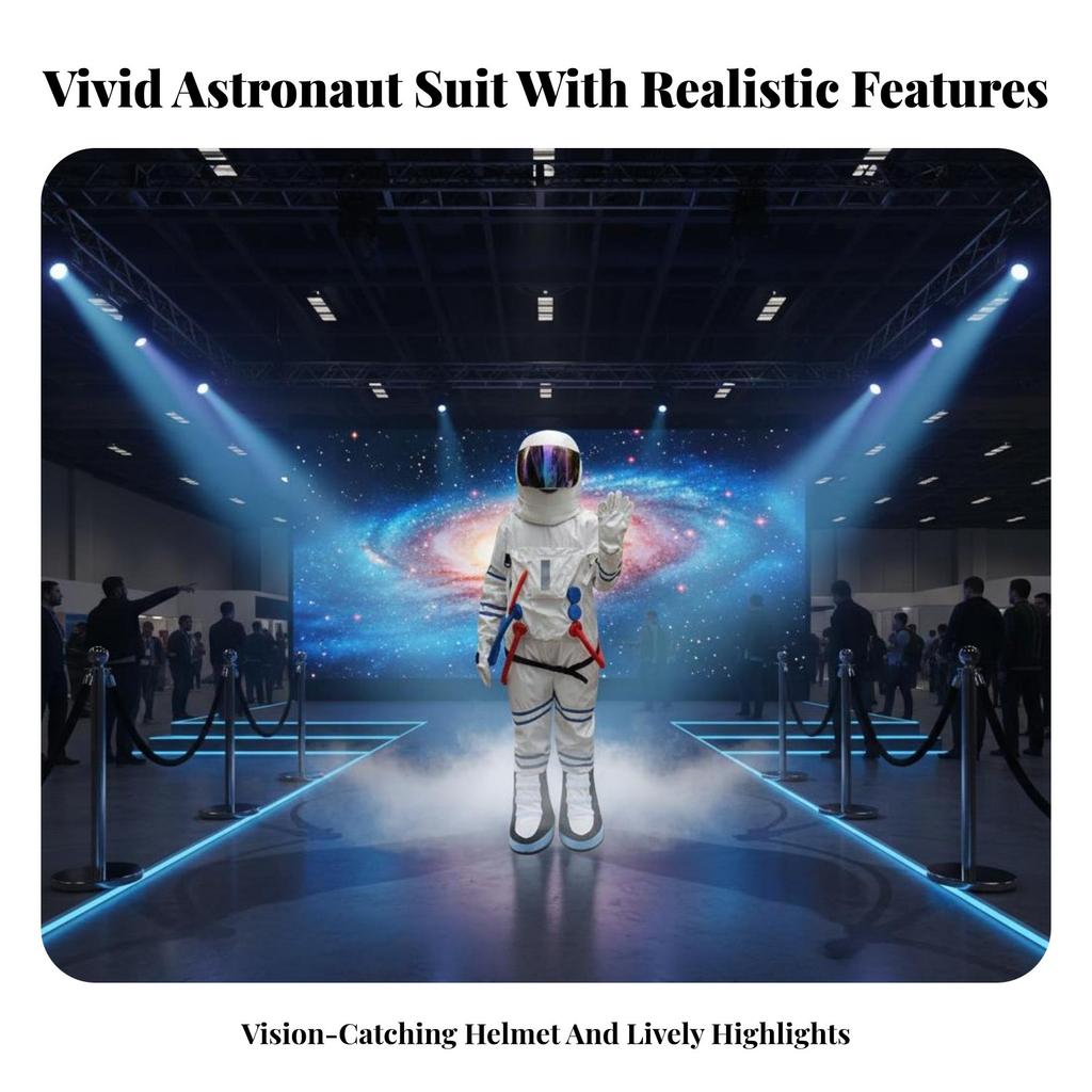 Astronaut Costume Performance Prop Full Full-Length Astronaut Suit Spacesuit Costume Front Fastener Space Explorer Jumpsuit