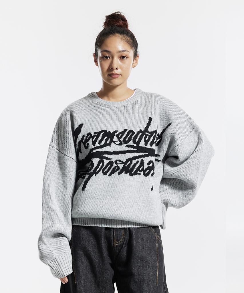 CREAM SODA LAB Big Graphic Jacquard Knit Sweatshirt Gray