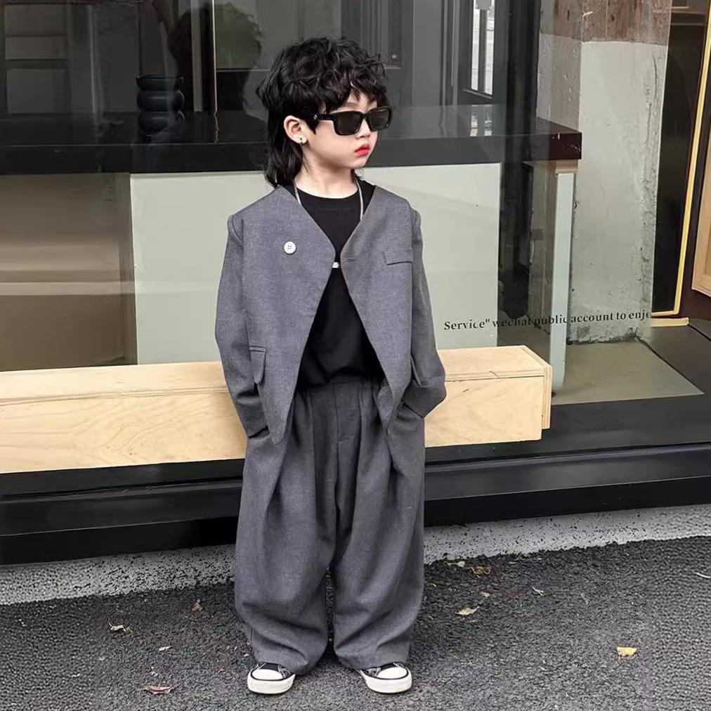 Boys' Spring 2026 Stylish Loose Suit Set - Formal Jacket Trend
