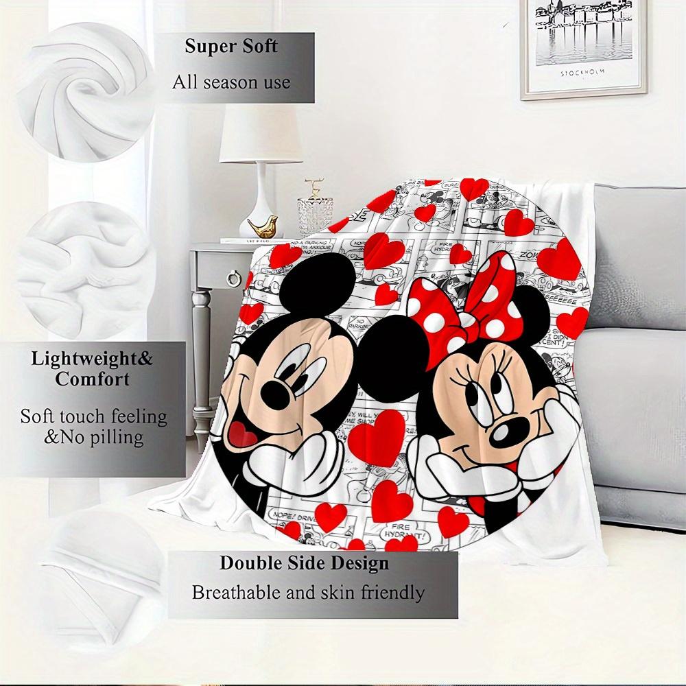1pc flannel Mickey and Minnie heart pattern small bed cover blanket, Valentine's Day gift,