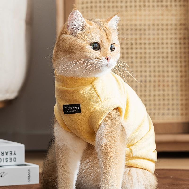 Cats In Autumn and Winter Korean Version Simple Macaroni Cat Sleeveless Velvet Coat Teddy Small Dog Dog Pet Cat Clothes