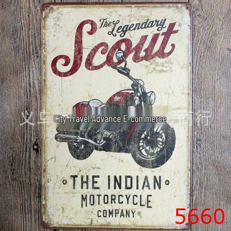 Retro Motorcycle Tin Painting for Home Decor - Frameless Wall Art for Bar or Hotel