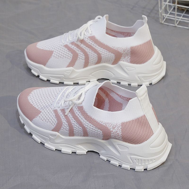 

Стильные сетчатые кроссовки на платформе для женщин — дышащие, легкие, удобные, цветные блоки, низкий верх, идеально подходят для активного отдыха 40 розовый