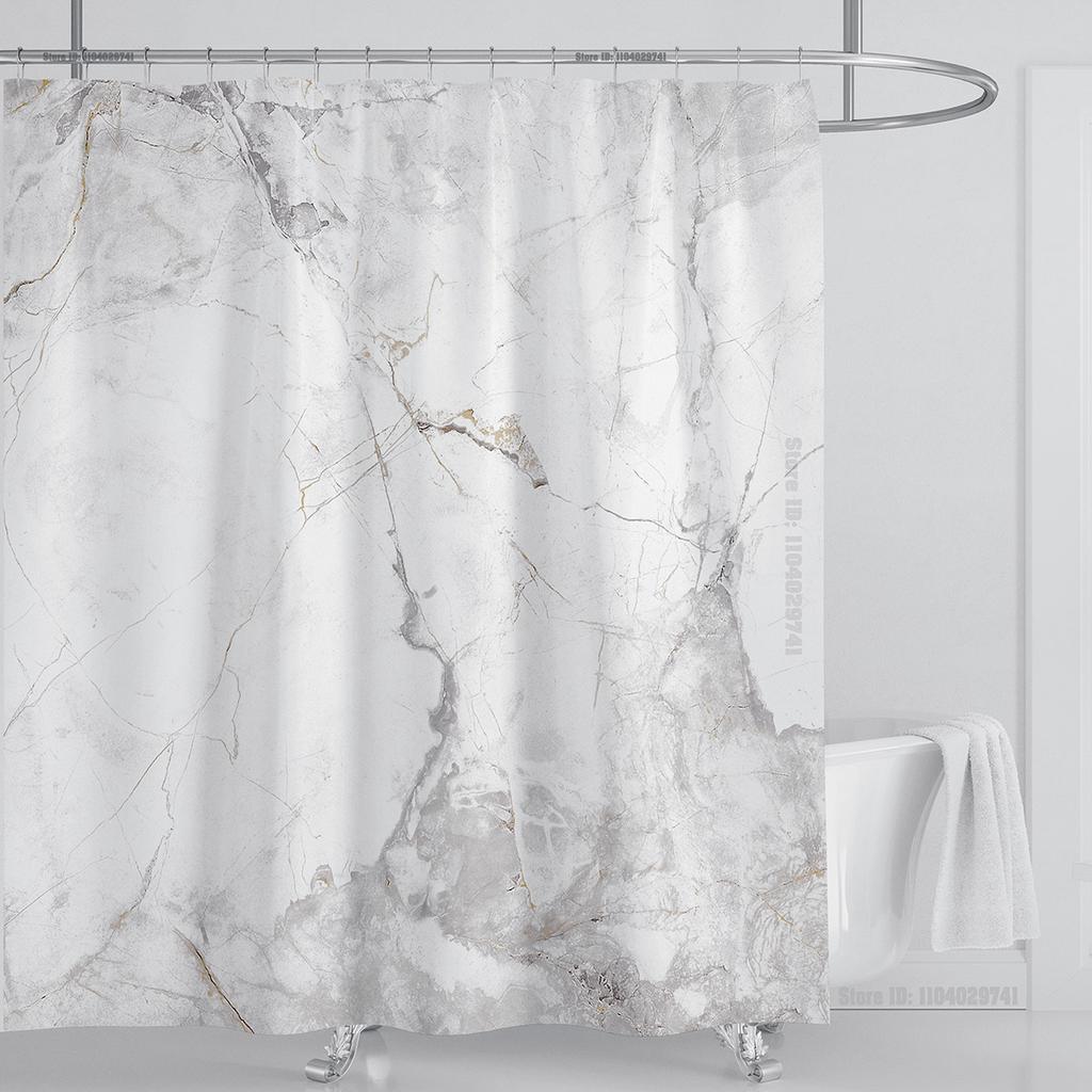 Marble Waterproof Shower Curtain Waterproof Shower Curtain for Bathroom Decor Printed Washable Shower Curtain with Hooks