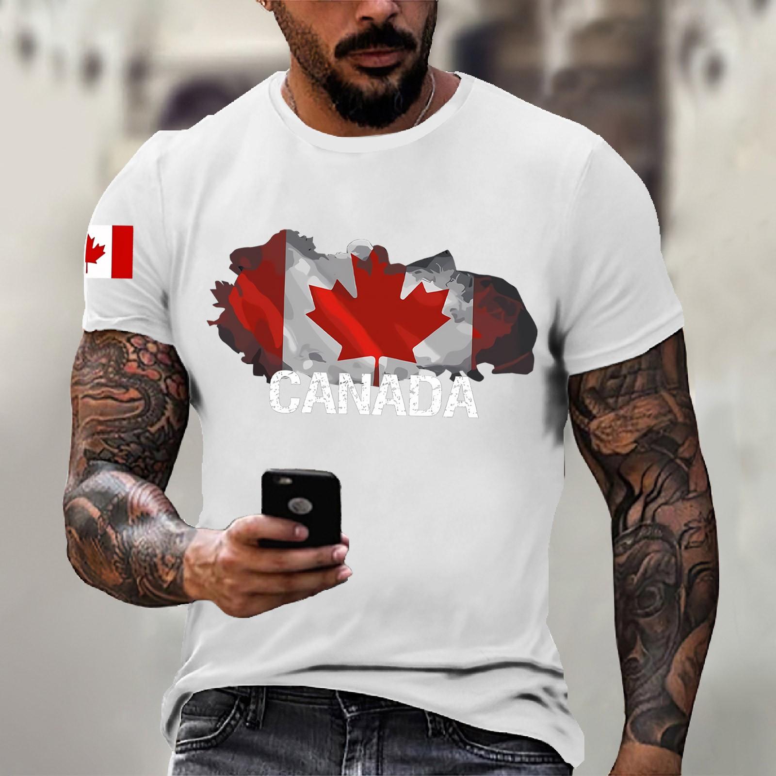 

Мужская канадская футболка с круглым вырезом и короткими рукавами XL белый