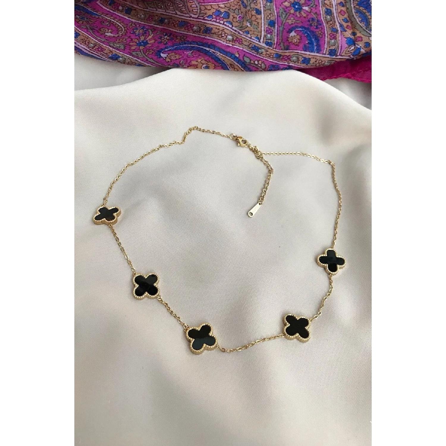 

Steel Women s Black Gold Clover Clover Necklace 50 cm чорний