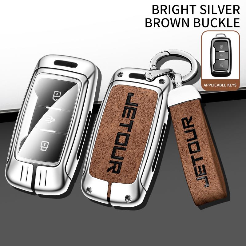 Zinc Alloy Leather Car Key Cover Chery Jietu X70 X70S X70M X90 Cowin X3 X5 K60 Key Fob Car Key Case Protective Cover