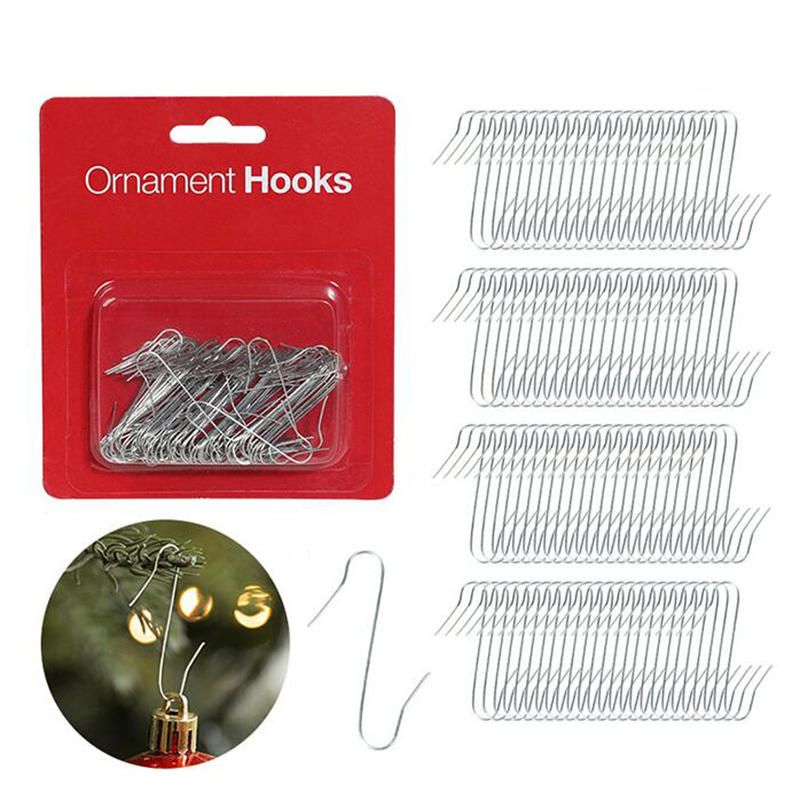 100/150PCS Christmas Tree Hook Ornaments 4cm Metal Hanger S-Shaped Hooks Xmas Ball Pendant Decoration for Home Navidad New Year