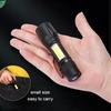 Mini Portable  Flashlight LED+COB Fishing Torch Zoomable Focus Light Rechargeable Tactical Lamp Camping Hiking Emergency Lantern