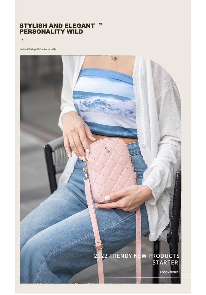 Trendy Embroidered Diamond Pattern Crossbody Phone Bag - 2022 Women's Style