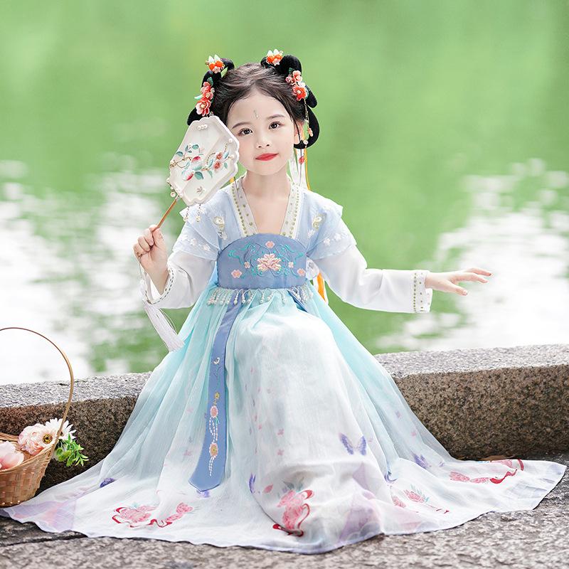 Girls' 2026 Summer Hanfu Dress: New Chinese Style Tang Suit Costume