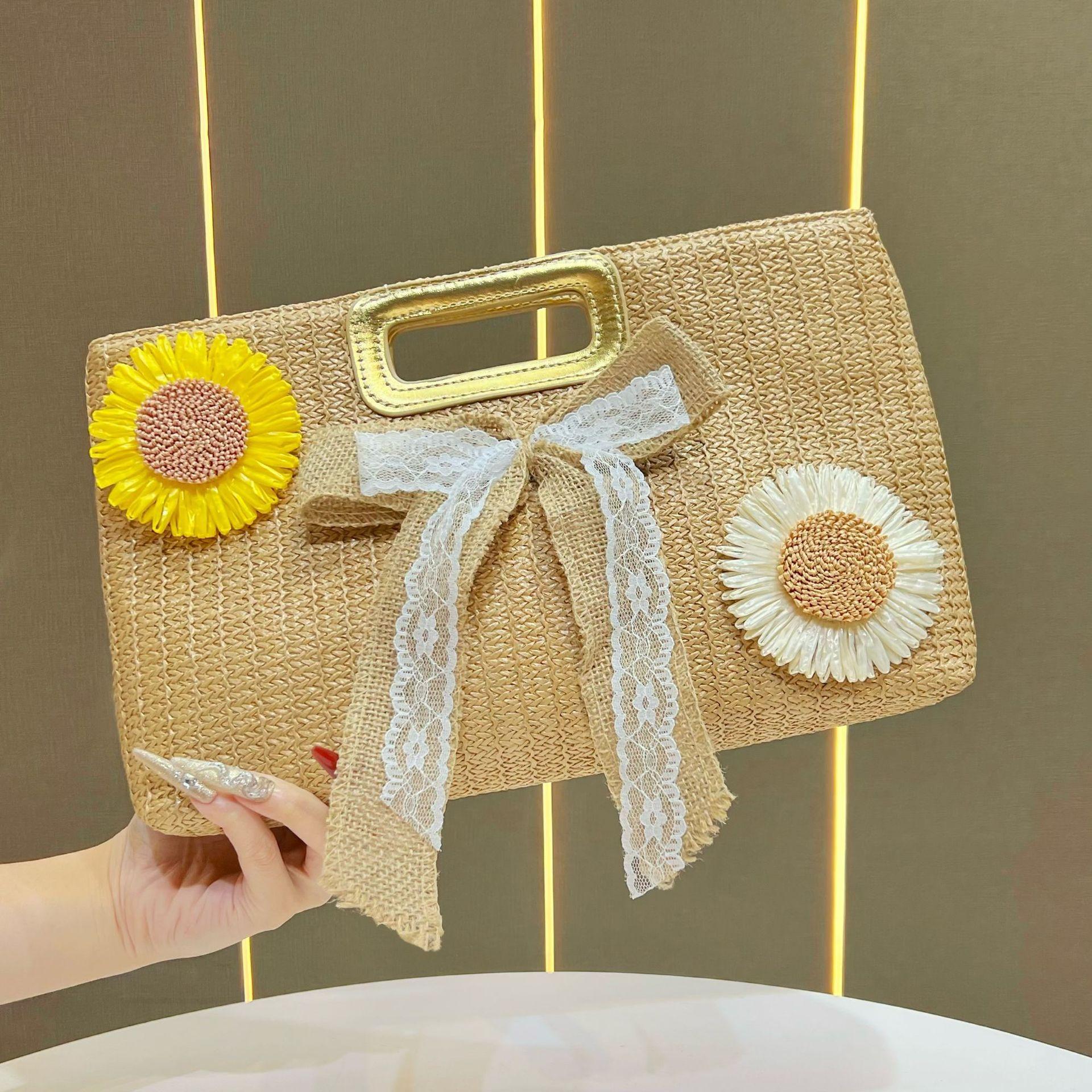 

Top Handle Clutch Handbags for Women Evening Handbag Shoulder Crossbody Purse with Chain Summer Clutch Straw Evening Bag Woven Beach Clutch Purses one size бежевый