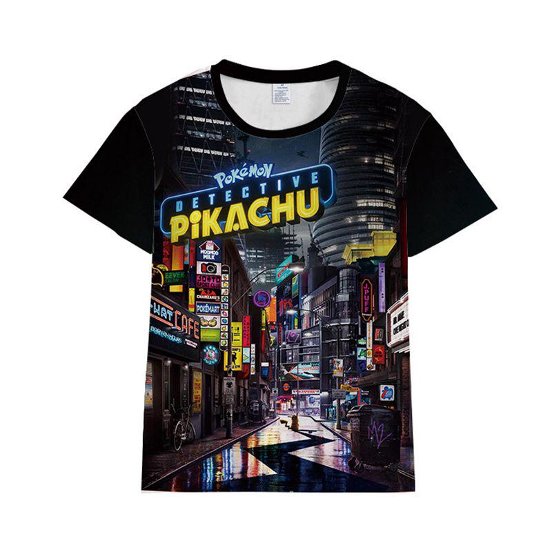 Tshirt Detective Pikachu 3d Print Short Sleeve Cosplay Costume Tops Tee