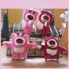 Adorable Pink Strawberry Bear Plush Keychain Cute Stuffed Animal Toy For Bags And Keys