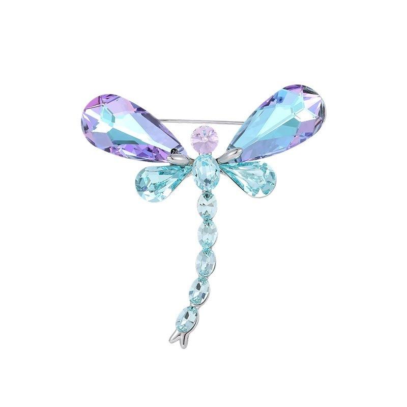 Light Luxury Crystal Dragonfly Brooch, High-end Feminine Charm, Colorful Insect Corsage, Niche Design Sense Brooch
