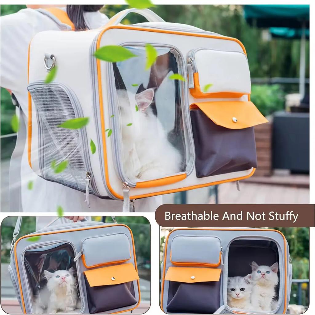 Foldable Cat Backpack Large Capacity Breathable Double Layer Portable Carrier for Cat Bag Traveling Pet Moving Bag Cats Products