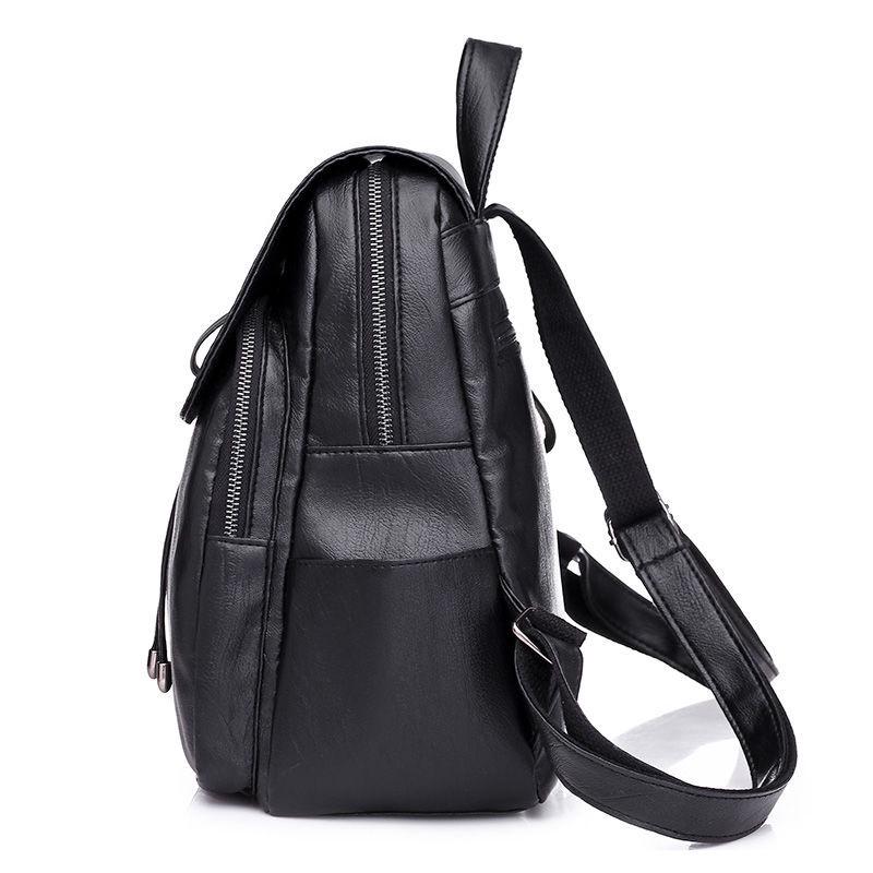 Versatile Women's PU Leather Backpack - Customizable Labels & School Bag