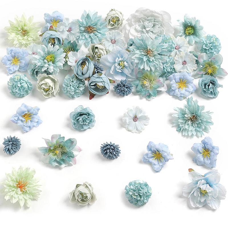 18/21Pcs Multicolor Mixed 5cm Artificial Flowers Silk Rose Fake Flowers for Home Wedding Decor DIY Craft Flower Wall Accessory