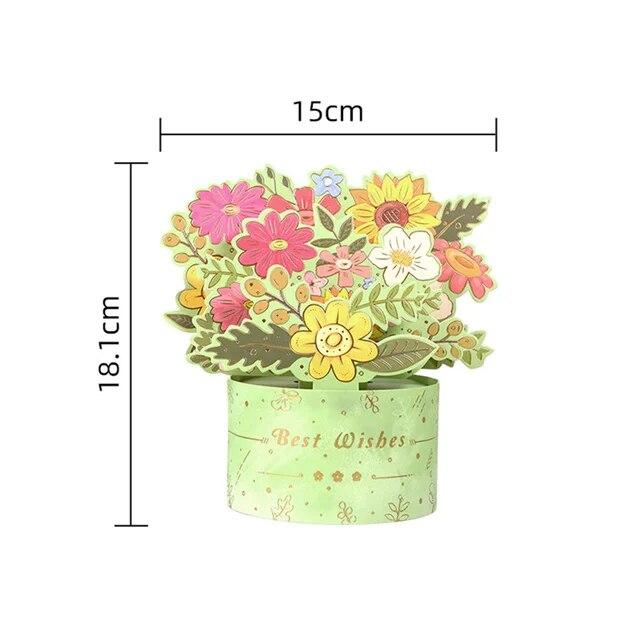 Creative 3D Pop-Up Bouquet Card G Craft Blahopřání Dárek ke Dni matek Valentýna Narozeniny Výročí Papír Holding