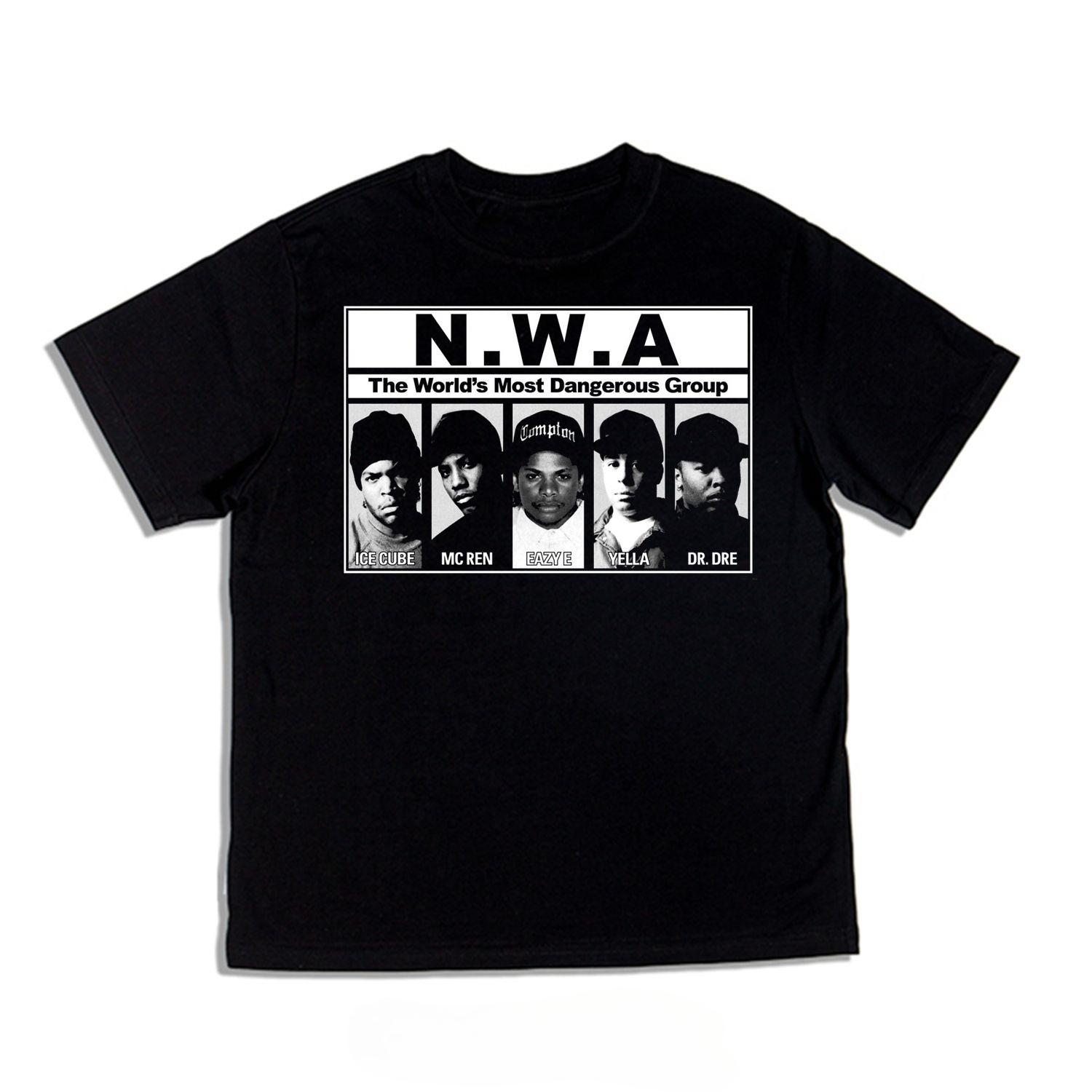 

2025 новый модель Gang Rap Hip Hop N.W.A Группа Альбом Печатная Футболка Круглый вырез Свободный Панк Стиль Мужская и Женская Летняя Хлопок Спорт S