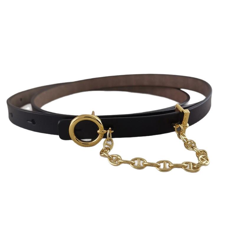 Solid Leather Color Womens Waist Belt With Alloy Closure For Looks Casual