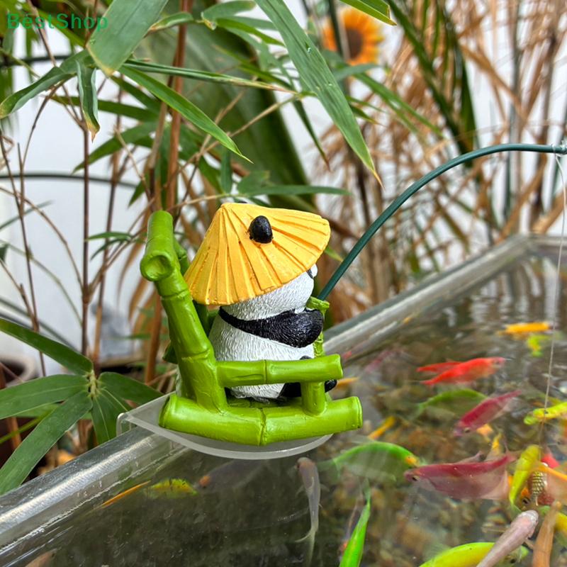 Garden Statue Resin Panda Fishing Figurine For Outdoor Decor Resin Statue Sculpture For Fishponds Aquariums For Yard
