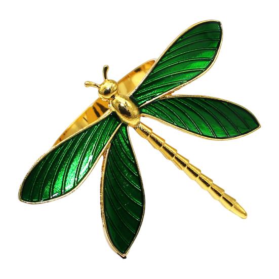 Dragonfly Napkin Ring Metal Springtime Napkin Holder Green Dragonfly Napkin Ring for Table Settings Wedding Holiday Dinners Decoration