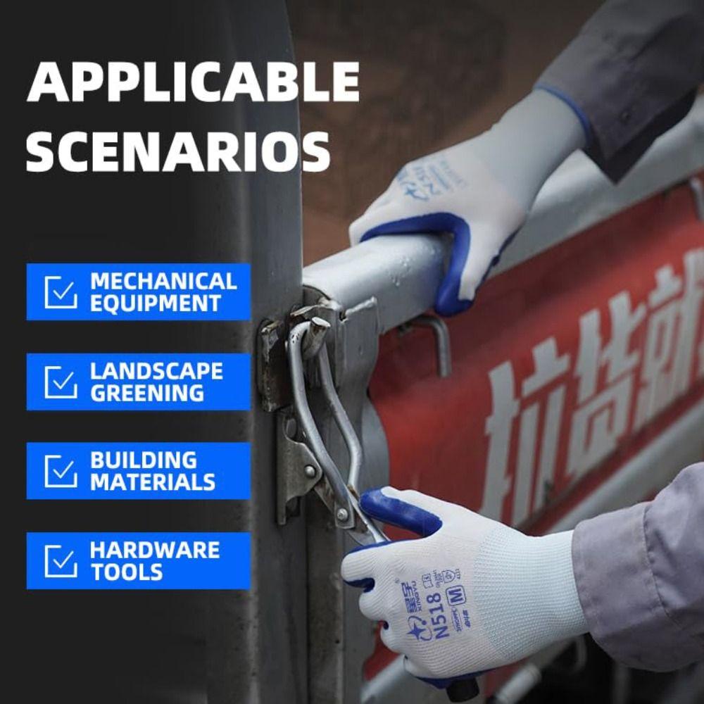 12Pairs Protection Work Gloves Fishing Latex Gloves Oil Resistant Industrial Gloves  Outdoor Sport