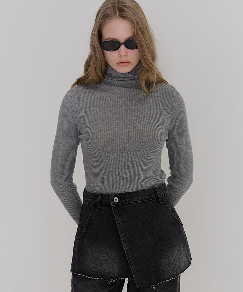 Kamino Ribbed Turtleneck Knit Gray