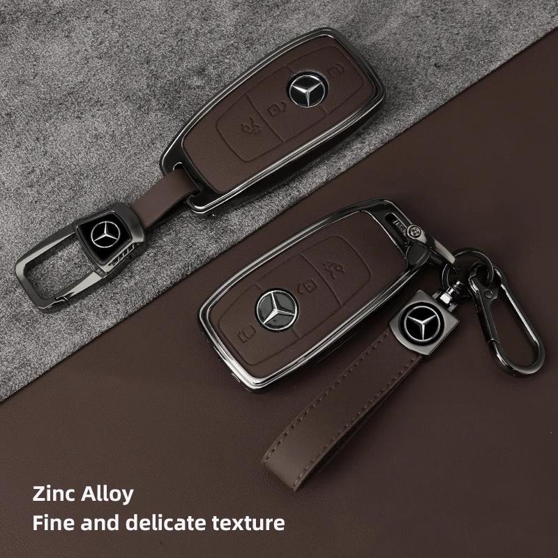 FIQ4 Hot 2025 Leather Car Key Full Case Protection Cover Shell Holder For Mercedes Benz AMG W204 W205 W203 W210 W211 W212 W124 W126 W