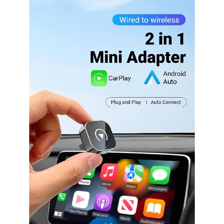 2026 New 2in1 Wired To Wireless CarPlay Adapter, Android Auto Dongle, High-Quality Car Accessory Smart Box 5GHz WiFi Type-C/USB