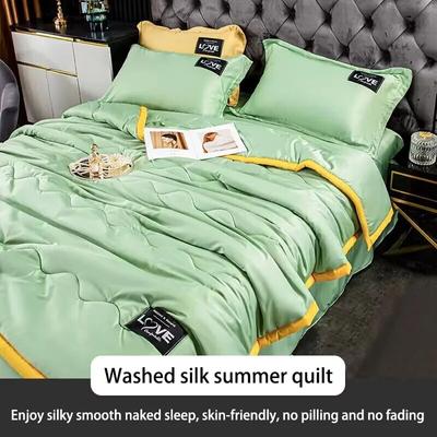 Thin Ice Silk Summer Cool Quilt Air Conditioning Quilt Machine Washable Single Double Size Blanket Bedding