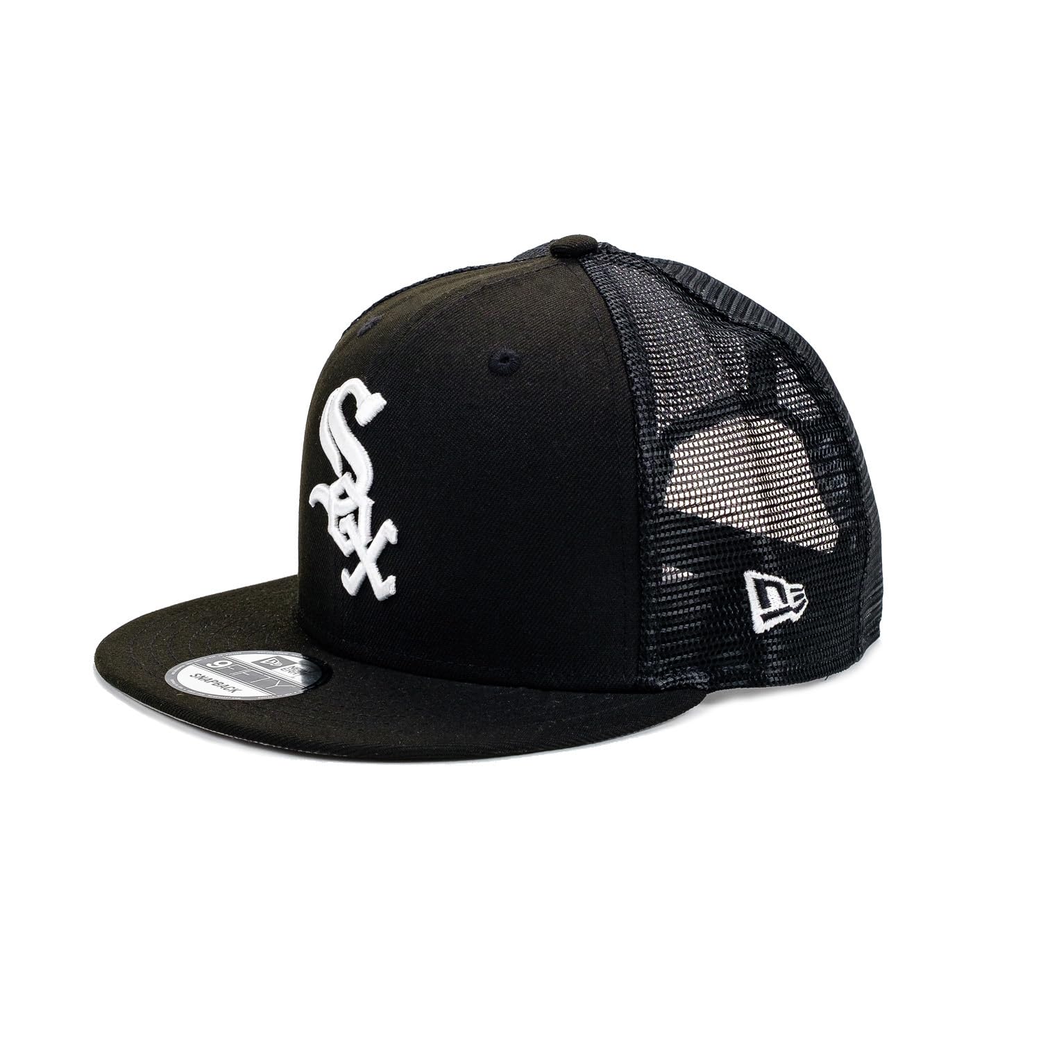 New Era 9FIFTY Black White Snapback Mesh Cap by the Chicago White Sox &