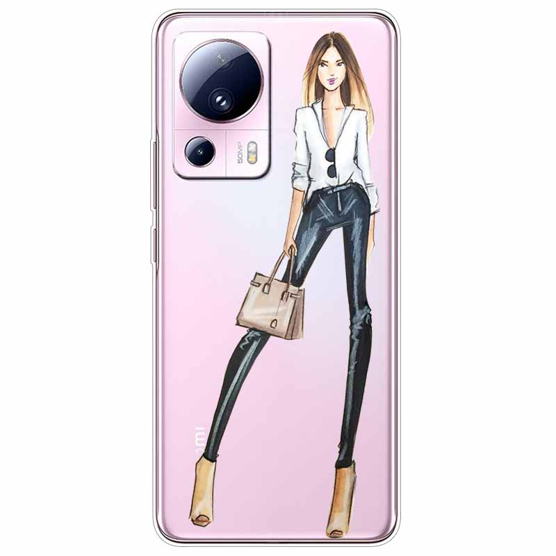 For Xiaomi 13 Lite 5G Case 13Lite Clear TPU Soft Lovely Cats Silicone Print Cover for Xiaomi Mi 13 Lite Transparent Xiaomi13Lite