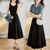 2026 Summer Retro Denim Dress & Vest Set: Casual Short-Sleeved Two-Piece Fashion