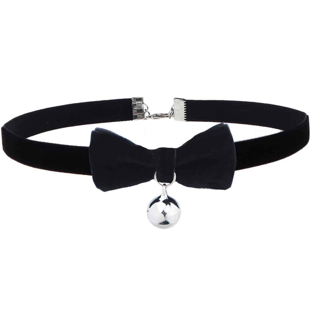 Autumn Winter New Velvet Bow Bell Choker Women Red Black Plush Collar Collarbone Chain Fashion Neck Jewelry
