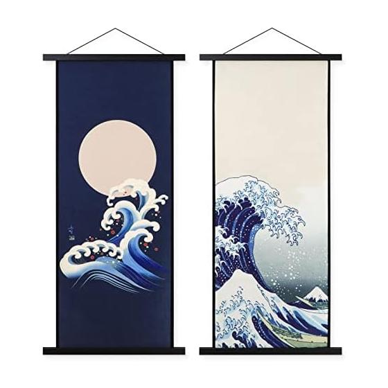 Benjia Magnetic Poster Hanger, Natural Wood A4 Poster Frame, 21cm Width, for Tapestry, Tenugui, Furoshiki, Noren, Wall Art, Office/Home Decor,
