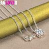 925 Sterling Silver 8mm AAA Zircon Pendant Necklace Jewelry
