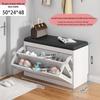 Shoe Storage Bench with Flip-Top Cabinet and Integrated Stool for Entryway