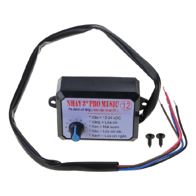 12 Sounds Car Horn Controller Electric Horn Speaker Sound Control Unit 12-24V