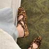 Sheepskin version~ Korean version of niche leopard print horse hair soft surface ballet grandma Mary Jane shoes shallow mouth single shoes women's 