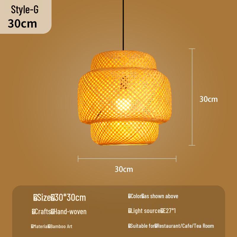Bamboo Woven Lantern Light for Chinese Restaurant or Teahouse - Rattan Straw Hat Pendant Light