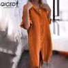QICED Women's Fashion Summer Spring Solid Color Print POLO Neck High Waist Casual Dresses