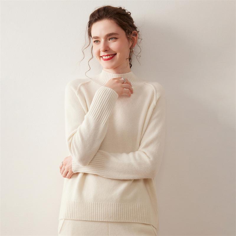 2025 Autumn/Winter Women's Cashmere High Neck Base Layer Sweater - Loose, Comfortable & Stylish Design